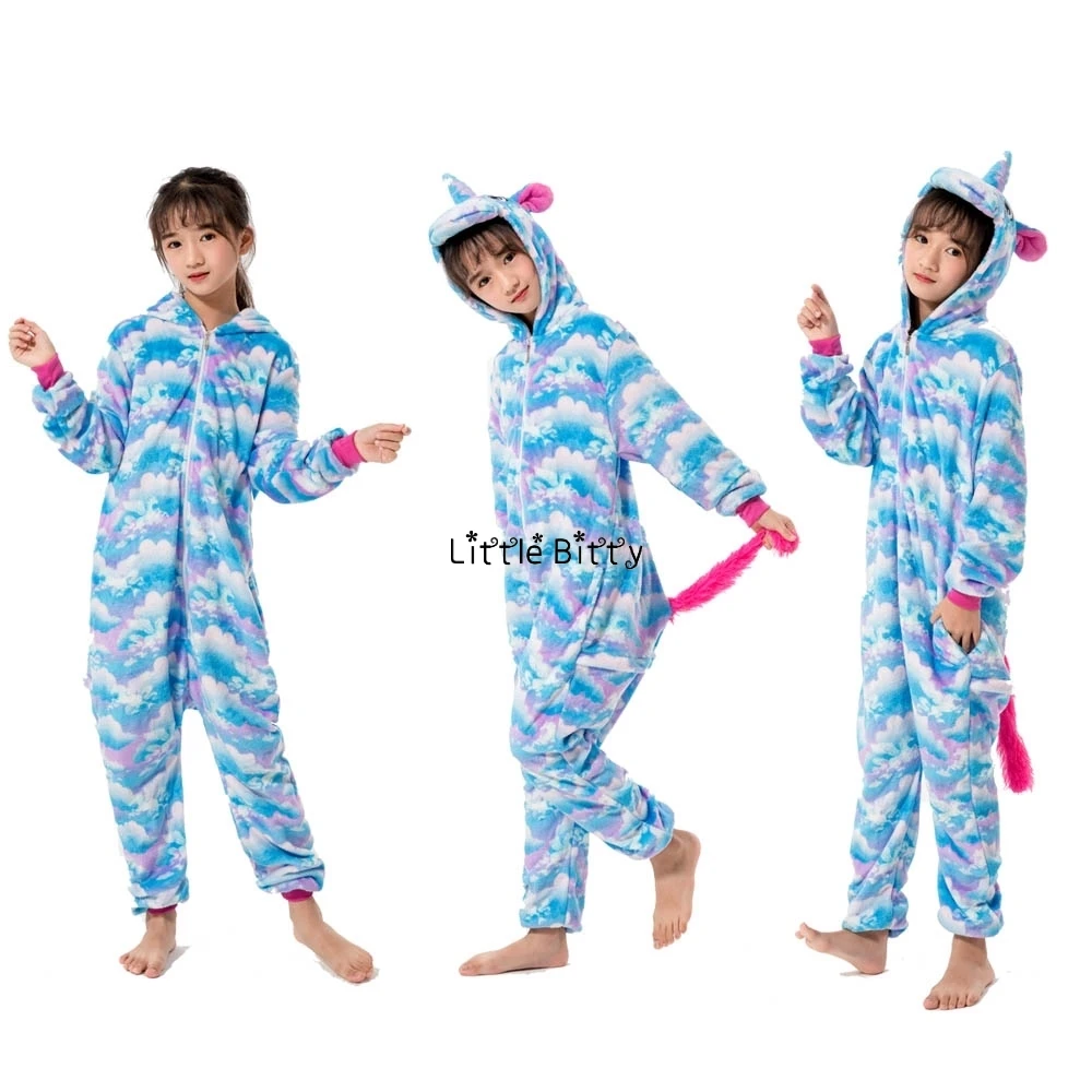 Детская Фланелевая пижама с единорогом; детская Рождественская Пижама с рисунком животных; детская пижама с пандой и единорогом - Цвет: LA37