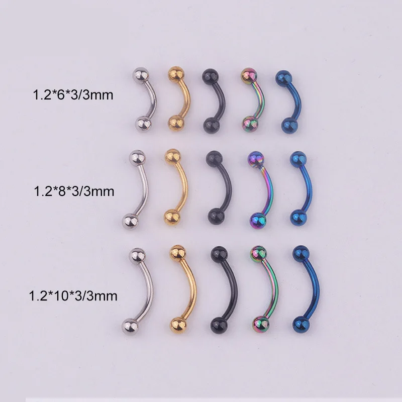 16PCS/Set StainlessSteel Spiral Belly Tongue Bar Ring Eyebrow Piercing Jewelr W0