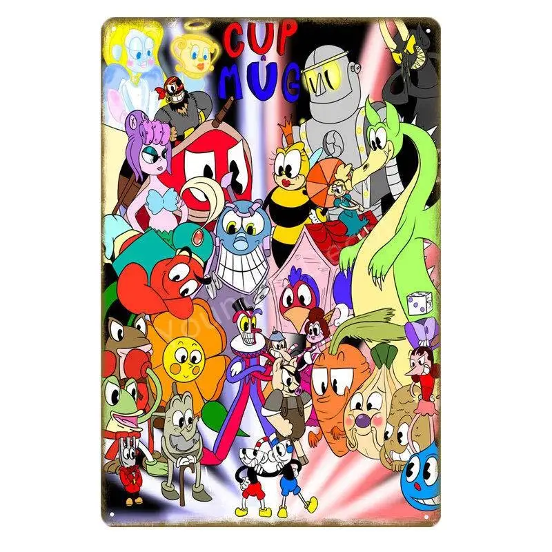 Видео игры Funko поп Cuphead металлический плакат Mugman дьявол легендарная чаша настенные художественные печатные оловянные плакаты домашний декор детский подарок