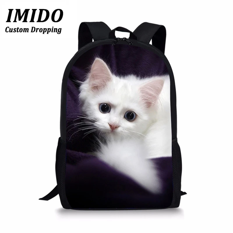 IMIDO, женский рюкзак, восхитительный котенок, кошка, школьные сумки для девочек-подростков, рюкзак, студенческий рюкзак, кавайный фиолетовый рюкзак, Mochilas - Цвет: WLL5780