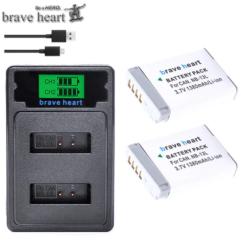 chagrer and 2battery 2 шт 1380mAh NB-13L NB13L NB 13L батареи+ USB двойное зарядное устройство для Canon PowerShot G1 X Mark III, G5 X G5X G7 X Mark II SX720 HS - Цвет: chagrer and 2battery