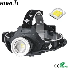 BORUiT 2063 светодиодный фары высокой Мощность XHP50 2000LM фонарь с зумом 5-режимный Мощность банк налобный фонарь 18650 Перезаряжаемые фонарик