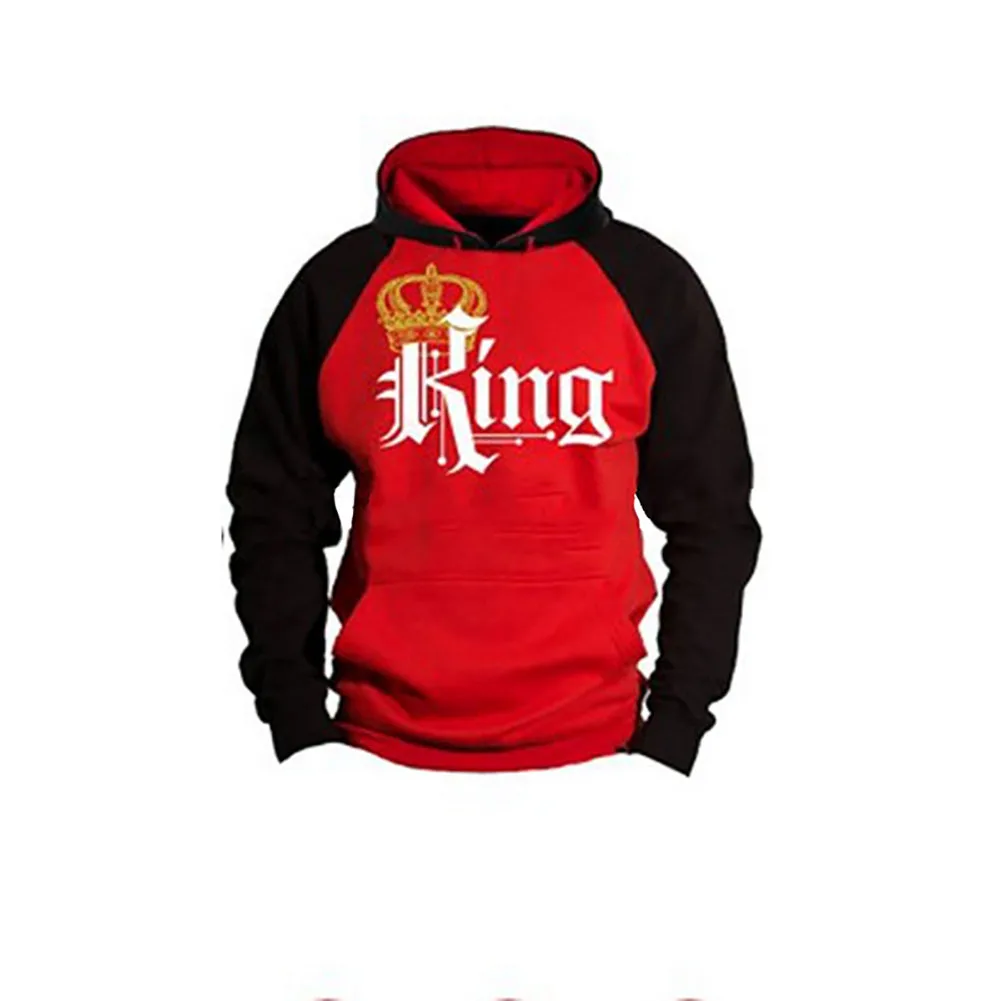 Леди Hoodded King queen печати кофты с капюшоном с длинным рукавом Свободные Парные толстовки Костюмы осенний пуловер с круглым вырезом и буквенным принтом осень-зима