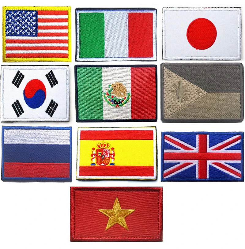 

Antrix 2 Piece US Italy Japan Korea Mexico Philippines Russia Spain Uk Vietnam Badge Patches Military Tactical Morale Patches