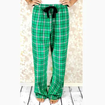 

Fashion New Ladies Womens Loose Wide-legged Casual Home Plaid Pants Long Trousers