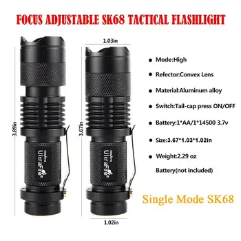 

1pcs flashlight Supper Bright T6/Q5 LED Tactical Flashlight Adjustable Focus Zoomable Light Lamp 3/5 Modes for 18650/14500