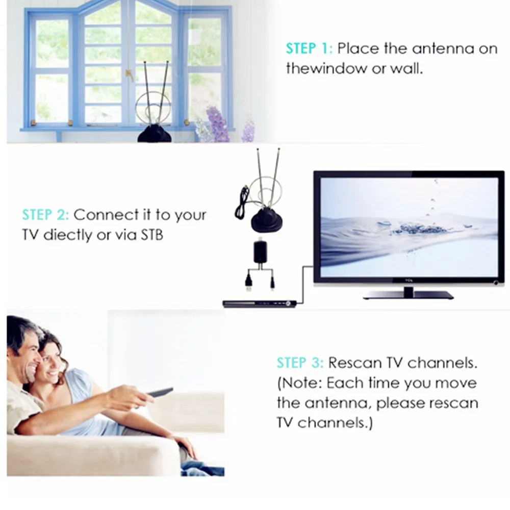 Внутренняя ТВ антенна двойная антенна HD tv FreeView цифровая ТВ-палка спутниковый приемник усилитель Сигнала Антенна для DVB-T HD tv Box