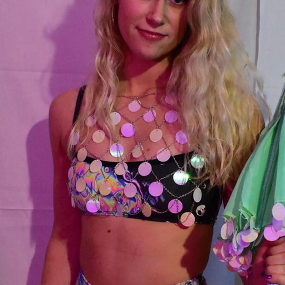 

Sexy Body Chain Bra Sequins Belly Dance Summer Beach Bikini Chain Fashion Charm Harness Accessories Body Jewelry