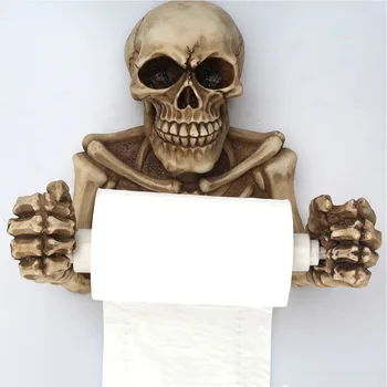 

Roll Home Pendant Skeleton Skulls Wall Hanging Scary Horror Decorations Halloween Toilet Paper Holder Club Bathroom Resin Party
