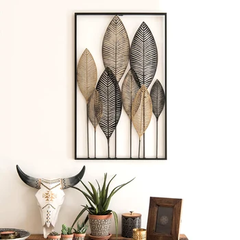 

Nordic Wrought Iron Forest Wall Hanging Hollow Leaves Ornaments Home Livingroom 3D Stereo Wall Sticker Mural Crafts Decor R3860