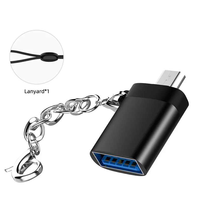 Micro usb OTG адаптер Microusb Мужской к USB 3,0 Женский кабель для синхронизации данных с цепочкой для samsung Xiaomi Android Phone - Цвет: Black