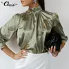 Stylish Satin Blouses Womens Long Sleeve Shirts Celmia 2022 Autumn Stand Collar Casual Loose Tiger Printed Elegant Blusas 5XL ► Photo 2/6