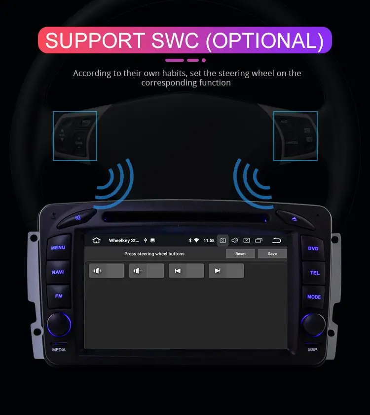 Sale Besina Android 9.0 2 Din Car DVD Player For Mercedes Benz CLK W209 W203 Viano W639 Vito WIFI GPS Radio 4G+32G Multimedia Stereo 12