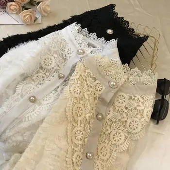 

Elegant Lace Shirt Womens Blouses Tops Spring Fall New Style Underwear Tops Blusas Mujer De Moda 2020