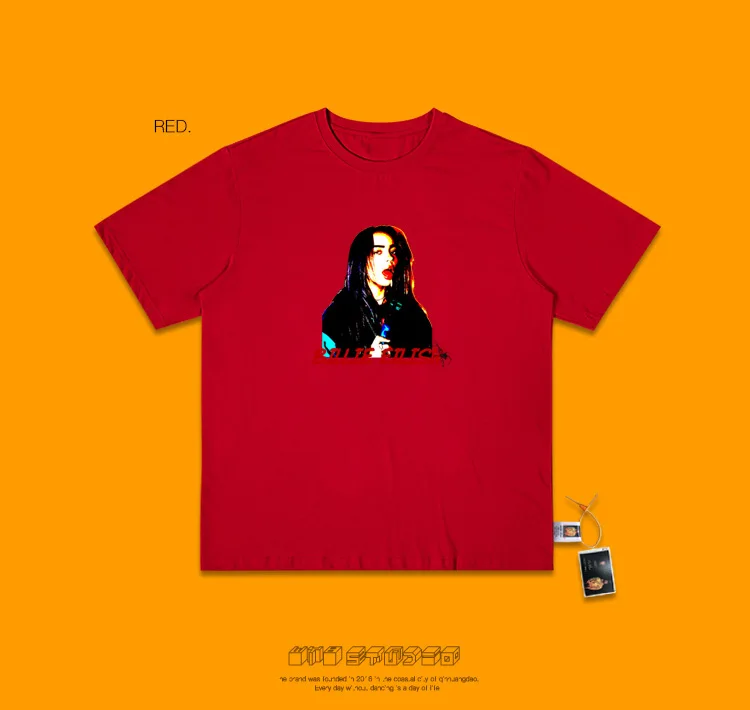 Billie Eilish пирус груша Паровая волна короткий рукав рендеринг без подкладки верхняя одежда женская школьная ветер половина рукава Matcha зеленый T A