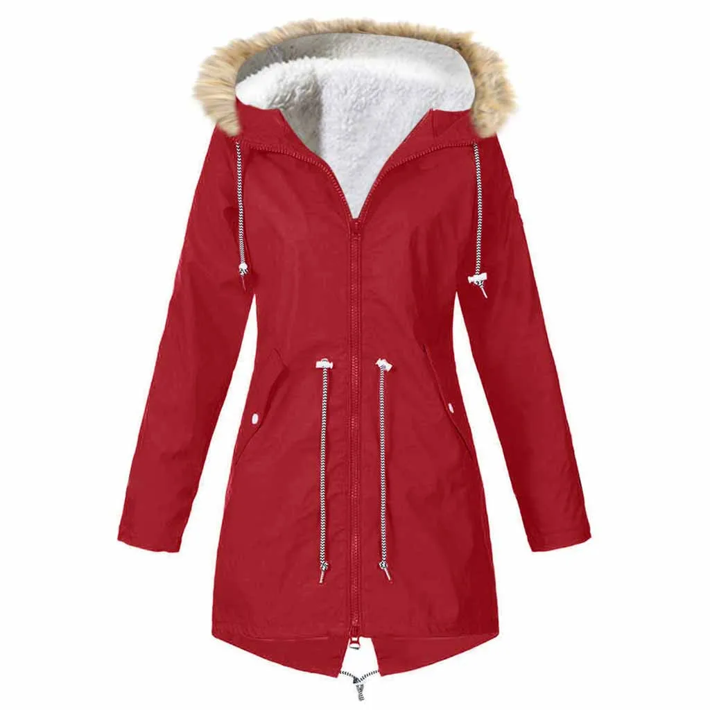 Womail Women's Casual Waterproof Jackets Hooded Coat Autumn Winter Windbreaker Jackets Female Plus Size women jacket - Цвет: RD