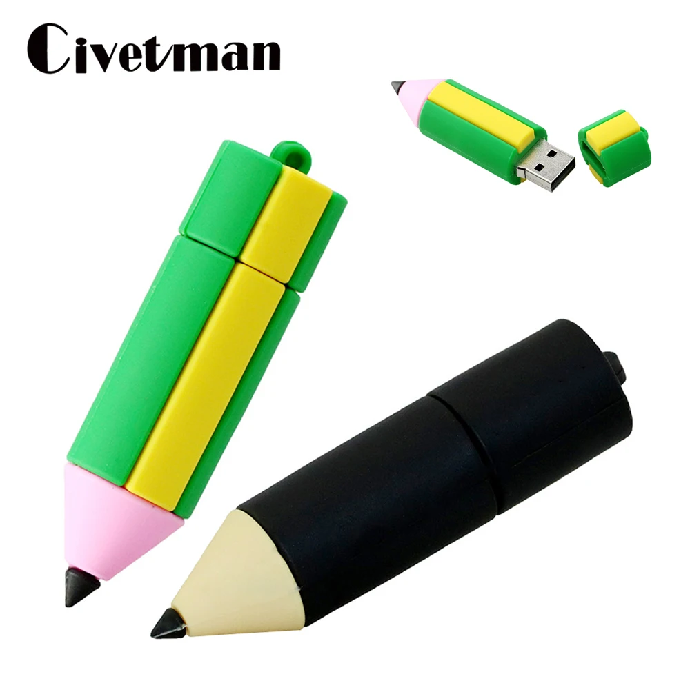 Новый USB флеш диск 256G мультфильм флешки силиконовый карандаш 8 Гб оперативной