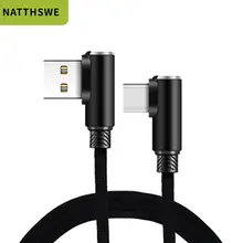 NATTHSWE usb type C 90 градусов быстрая зарядка usb c кабель type-c кабель для передачи данных зарядное устройство usb-c для samsung S9 s8 Note 9 huawei mate P30