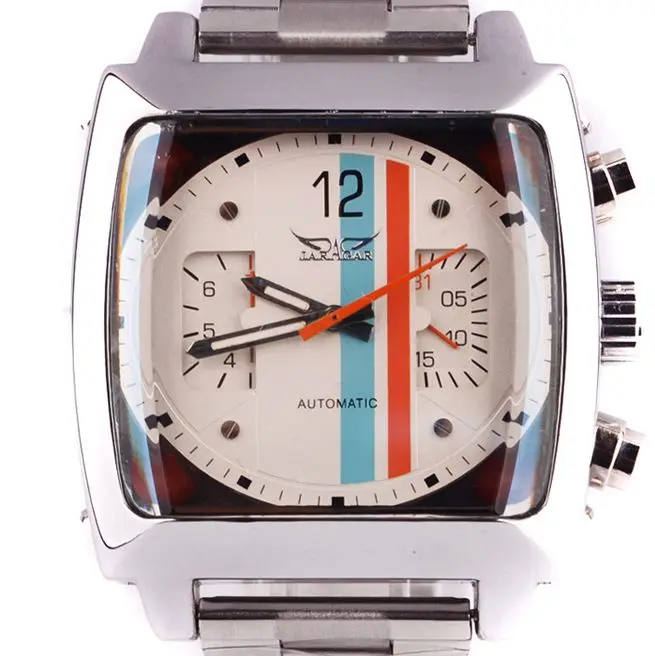 

JARAGAR Mens Outdoor Sports Automatic Mechanical Analog Date Day Army Silver Stainless Steel Wrist Watch