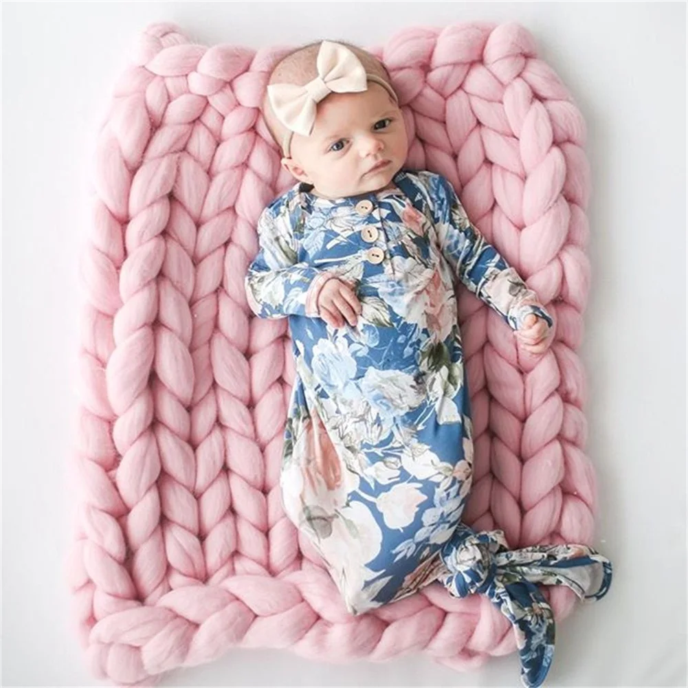 Newborn Baby Girl Floral Swaddle Wrap Sleeping Bag Sleep sack Headband Outfits