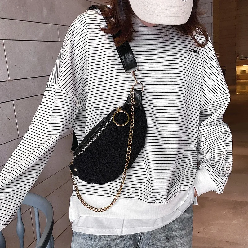 

Western Style Furry Shoulder Bag Fashion Autumn And Winter Textured Versatile Bag Women's New Style 2019-Style Wide-Strap Chest