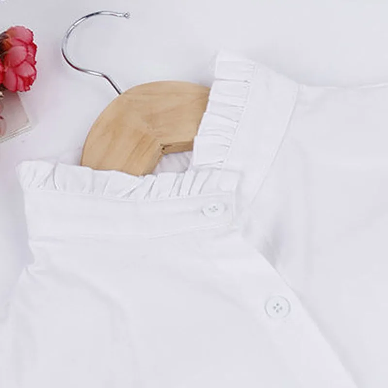Однотонная рубашка с фальшивым воротником женские Дамские съемные воротники женские съемные лацканы сплошные полые кружевные полурубашки отложной воротник галстук