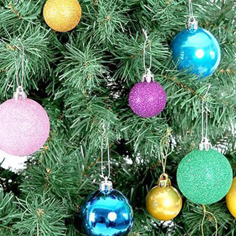 10PCS Christmas Ball Glitter Matte Shiny Ball Ornament Xmas Tree Decoration Party DIY Decoration Supplies For Festival
