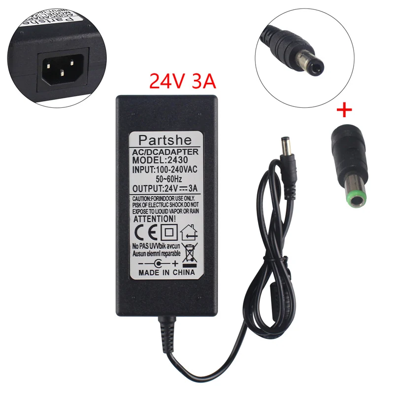 24V 3A AC/ DC Adapter Power Supply for Zebra ZP550 ZP450 GX420d GK420d