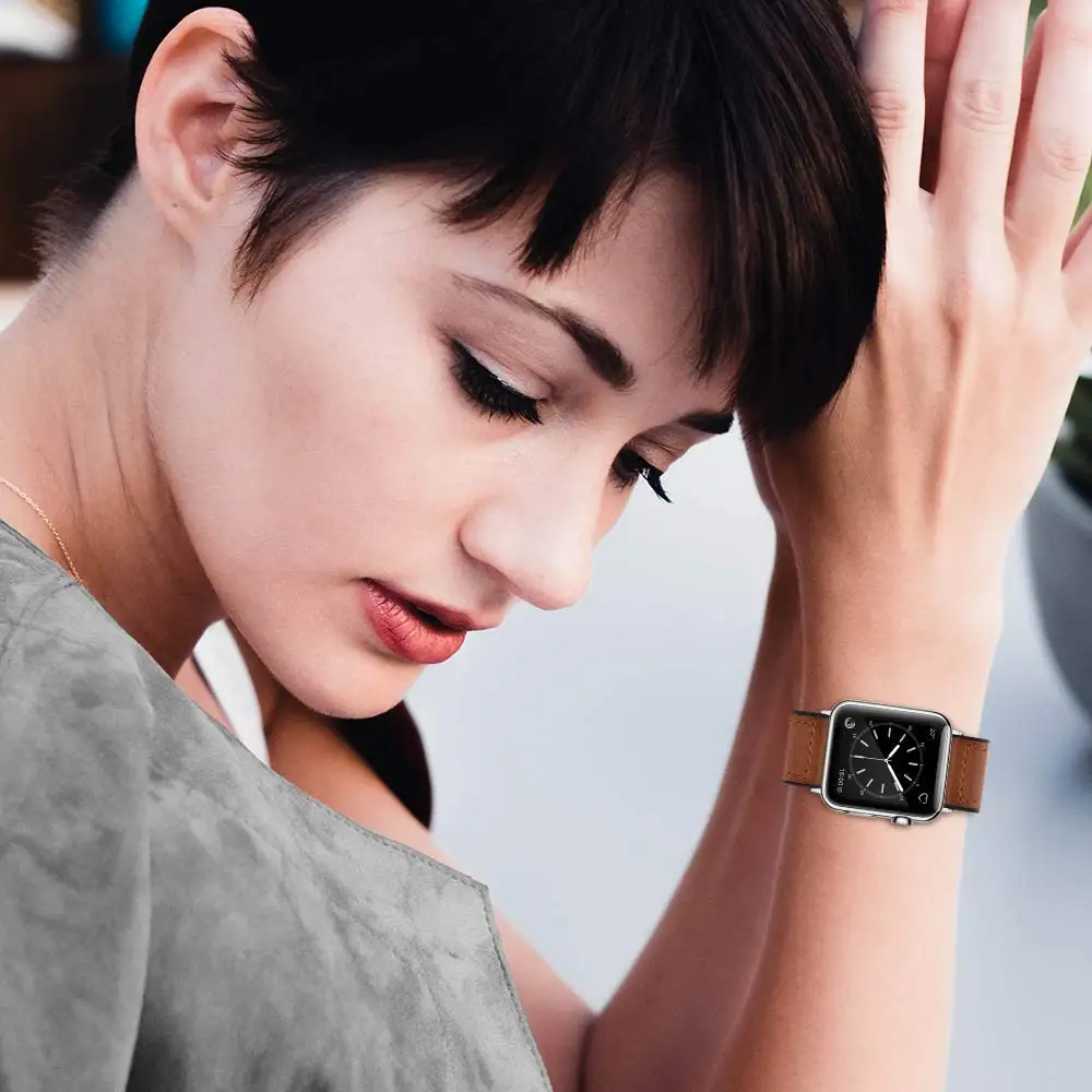 YAYUU кожаный и силиконовый ремешок для Apple watch серии 4 3 2 1 водонепроницаемый спортивный ремешок совместим с Apple Watch 38 40 42 44