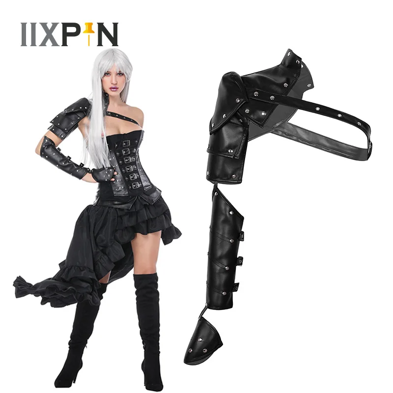 

PU Leather Buckle Shoulder Arm Armor Gothic punk Arm Warmers Metal Rivets Shoulder Armors Cosplay Costume Harness Shoulder Strap