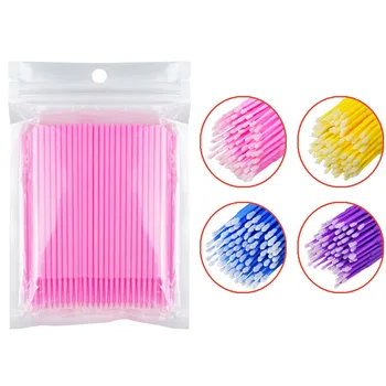 

100Pcs Disposable Make up Eyelashes Individual Lashes Removing Cotton Swab Micro Brushes Eyelash Extensions Makeup Tools