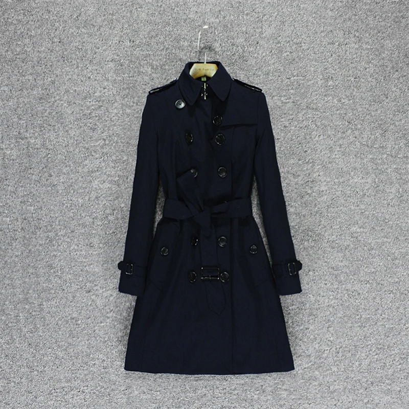 Long coat in European and American British style slim trench coat