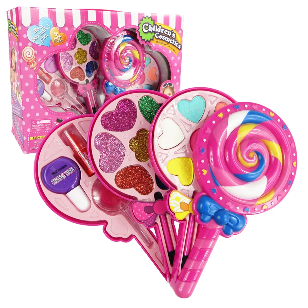 

Kid Makeup Box Set Toys Lollipop Dressing Cosmetics Girls Toy Plastic Safety Beauty Pretend Play Children Makeup Girl Game Gift