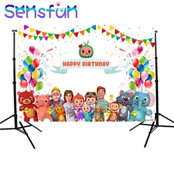 

sxy1661 Photography Backdrops Cocomelon Family Customize Children Birthday Party Decor Photocall Backdrop Photo Studio Banner