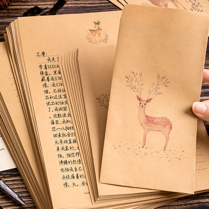 10pcs Vintage Deer Animal Paper Envelope Scrapbook Envelope Letter Paper Kawaii Stationery Gift