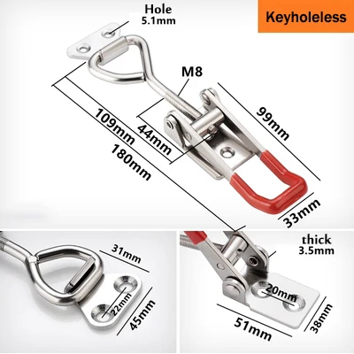 304 нержавеющая сталь Регулируемая пряжка коробки, Горизонтальное фиксирующее устройство, быстрый дверной зажим болта, замок Пряжка, Регулируемая пряжка