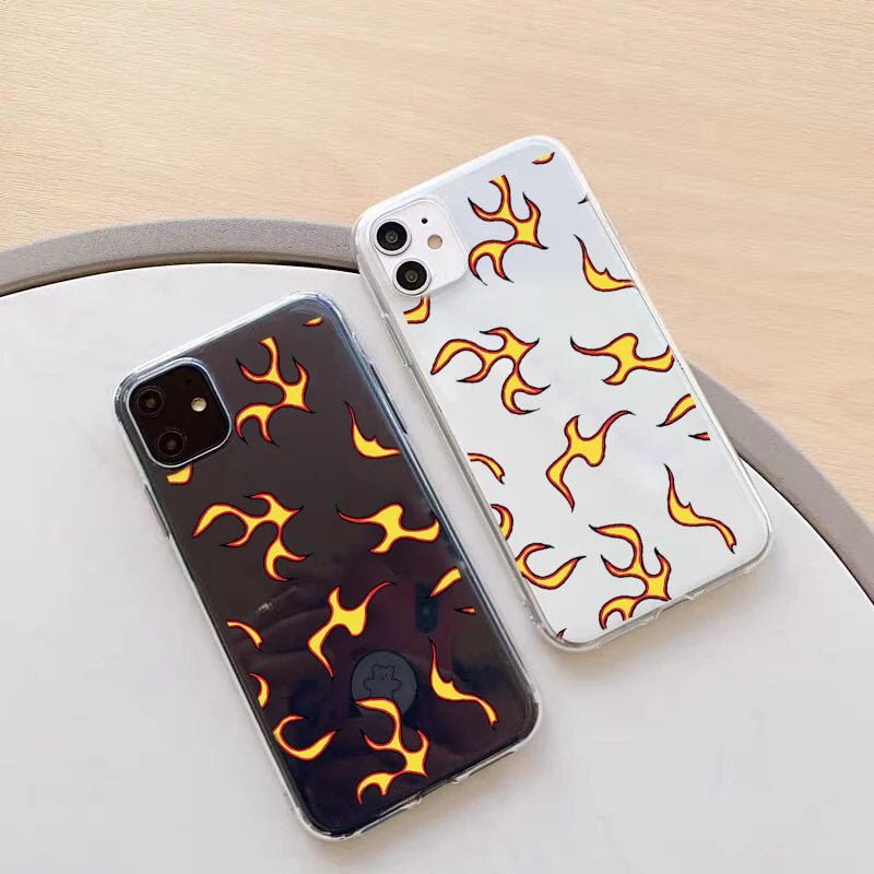 JAMULAR Soft Silicone Clear Phone Case Cover For iPhone 7 SE 2020 X XS XR 11 Pro Max 8 6s 6 Plus Fashion Flame Fire Print Fundas JAMULAR Soft Silicone Clear Phone Case Cover For iPhone 7 SE 2020 X XS XR 11 Pro Max 8 6s 6 Plus Fashion Flame Fire Print Fundas
