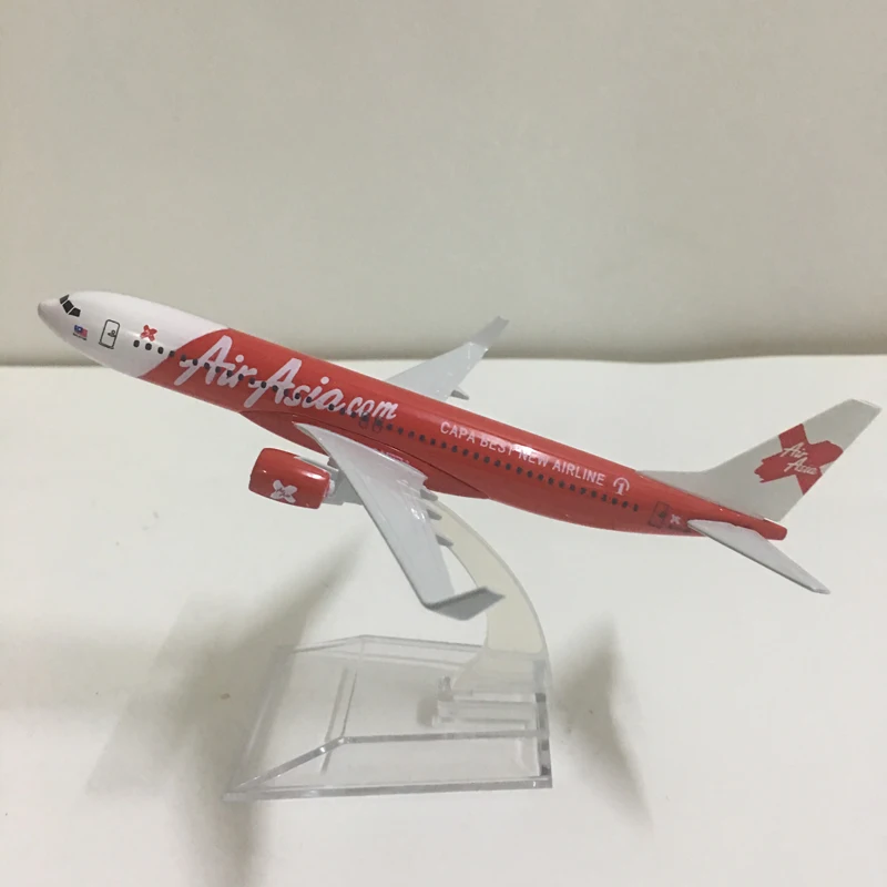 

JASON TUTU 16cm Plane Model Airplane Model Air Asia Boeing 737 Aircraft Model 1:400 Diecast Metal Airplanes Plane Toy Gift