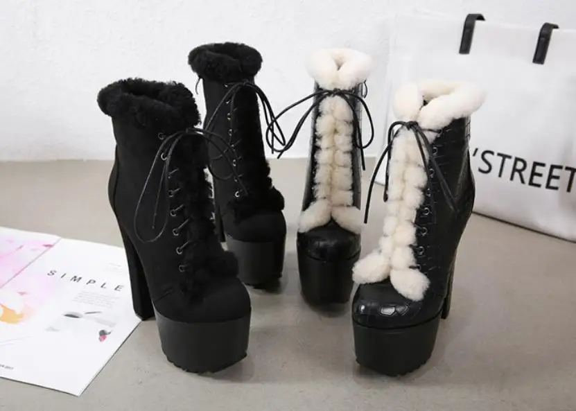 

maomao boots woman 2019 new style wool boot with coarse high stone grain suede heel with genuine wool