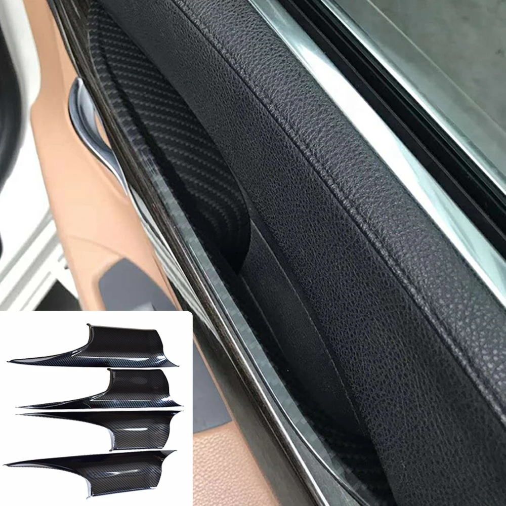 Автомобильные аксессуары из углеродного волокна текстуры для BMW F01 F02 7-серии Передний Задний левый и правый интерьер дверная ручка Панель Бар Потяните Крышку