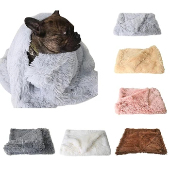 

Long Plush Dog Bed Blanket Winter Warm Sleeping Mat Blanket for Dog Cats Plush Sofa Cushion Washable Rug for Pets S M