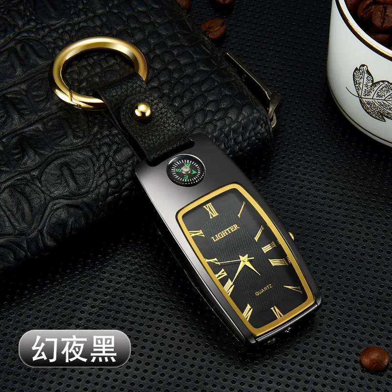 Креативный USB Зажигалка многофункциональное кольцо для ключей Открытый водонепроницаемый портативный металлический брелок Электронная зажигалка компас - Цвет: color1