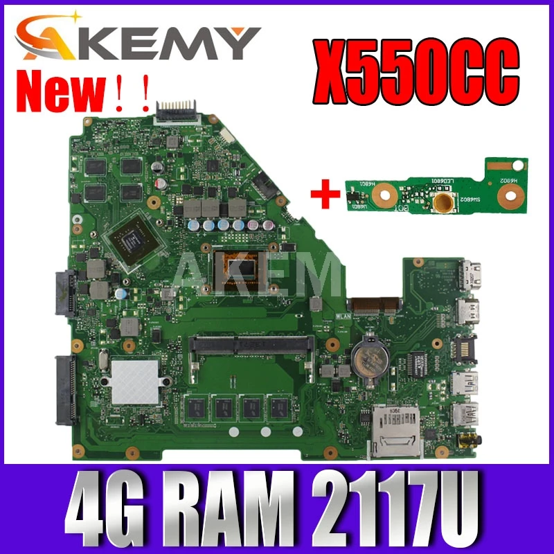 Akmey X550CC для Asus X550CA R510C Y581C X550C X550CL материнская плата ноутбука 4G RAM 2117U CPU