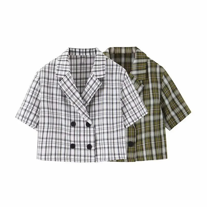 

Europe And America WOMEN'S Dress 2019 Summer New Style Retro Pattern Double Breasted Short Version Suit Women's B7370