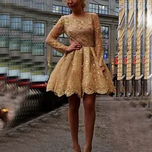 Длинное платье для выпускного, длина, кружево цвета шампанского с аппликацией, дизайн, популярное, с длинным рукавом, на молнии, сзади, линия, для выпускного вечера