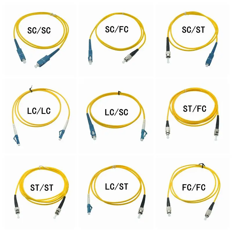 SC To SC LC ST FC To FC Fiber Patch Cord Jumper Cable SM Simplex Single Mode Optic Drop FTTH Cable For Network 3m 1m 20m 30m 50m