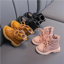 

Winter Girls Boots Children Shoes Autumn Warm Plush Kids Snow Boots Toddler Fashion Leather Embossing Non-Slip Ankle Short Boots