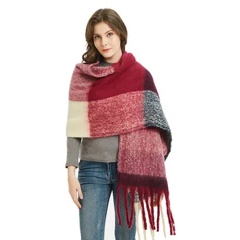

Plaid Cashmere Women Scarf Winter Warm Shawl and Wraps Bandana Pashmina Thick Soft Long Tassel Female Foulard Bufandas