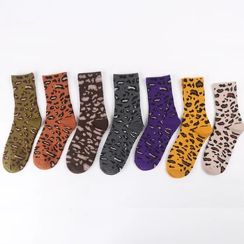 

Cotton Socks Women Lepoard Dots Fashion Tide Blue Purple Green Funny Happy Socks Soft Adult Casual Crew Socks Autumn Winter