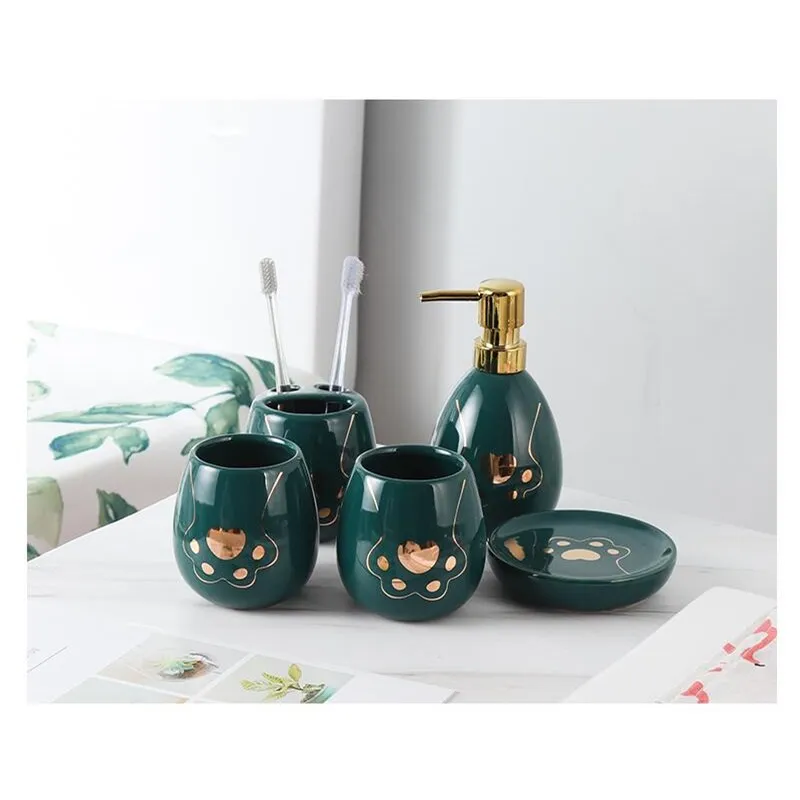 Bathroom Sanitary Ware Set Ceramic Washing Suite Tooth Brush Holder wash Cup Soap Dispenser Toothbrush Holder Household Articles